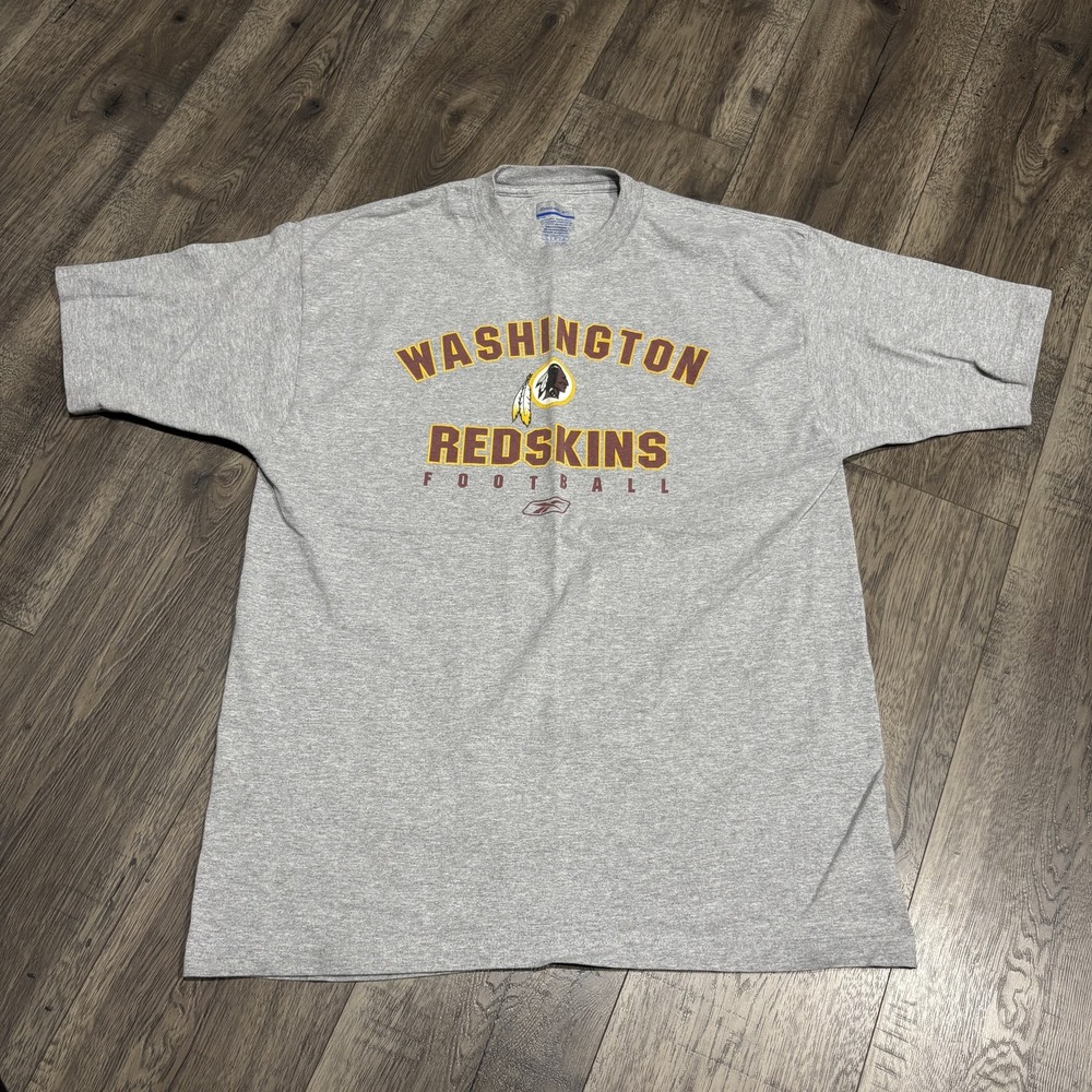 Vintage Reebok Washington Redskins Football Shirt Gray Screen Print Mens Large